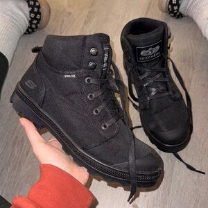 Skechers Steel Toe Black Lace-Up Work Boots